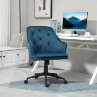 Vinsetto Chaise de bureau fauteuil de bureau ergonomique hauteur réglable pivotante à 360° revêtement velours grand confort 63 x 64 x 96 cm bleu(m-10)