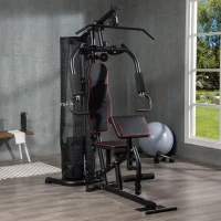 Statie de fitness HOMCOM cu greutati de otel de 4,5 kg, aparatul de gimnastica multifunctional pentru antrenament acasa, 170x104x205cm, negru(m-10)