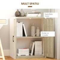 HOMCOM Dulap multifunctional pentru intrare si sufragerie, dulap cu 2 usi cu polita reglabila din MDF, 62x40x77cm, alb si lemn(m-4)
