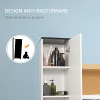 Kleankin Dulap de baie cu polita reglabila, 2 rafturi inchise si un sertar din PAL si MDF, 30x28x180cm, alb(m-6)