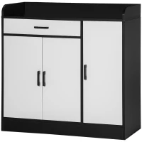 Homcom Dulap Bucatarie 2 Dulapuri & Sertar – MDF Alb/Negru, 90×40×90 cm(m-11)