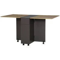 Homcom Masa Pliabila Sufragerie – 140×76×76 cm, Cu Dulap, Sertare & Roti(m-11)