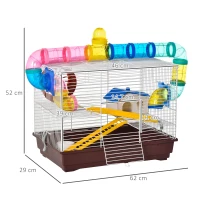 PawHut Gaiola para Hamster 62x29x52cm Casa para Roedores Animal Pequeno Acessórios Incluídos(m-3)