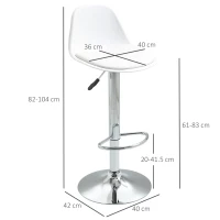 Homcom Set 2 Scaune Bar – Reglabile, Cu Spatar si Pivotante(m-3)
