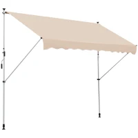 Outsunny Balcony 3 x 1.5m Manual Adjustable Awning DIY Patio Clamp Awning Canopy  Retractable Shade Shelter - Beige(m-1)