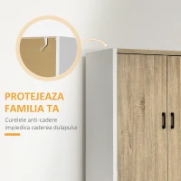 Homcom Dulap de Depozitare 4 Usi si 4 Rafturi Reglabile 80x40x182 cm – Crem/Alb(m-7)