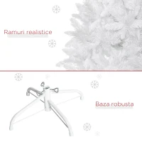 HOMCOM Brad de Craciun alb de 180 cm cu 550 de ramuri, brad artificial din PVC pentru interior, Ø116x180cm(m-7)