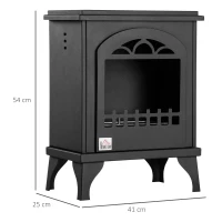 HOMCOM Semineu cu bioetanol metalic cu ardere de 3 ore cu rezervor de 0.9 l si capac de 25 m², 41x25x54cm, negru(m-3)