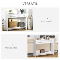 HOMCOM Masa consola din PAL  cu polita inferioara si 2 sertare cu maner, masa pentru hol, sufragerie si dormitor, 101,6x28x76,2 cm, alb(m-6)