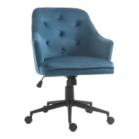 Vinsetto Chaise de bureau fauteuil de bureau ergonomique hauteur réglable pivotante à 360° revêtement velours grand confort 63 x 64 x 96 cm bleu(m-1)