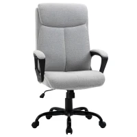 Vinsetto Fauteuil de Bureau Chaise de Bureau Manager réglable pivotant Fonction Bascule verrouillable Lin Gris Clair(m-1)