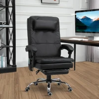 Vinsetto Fauteuil de bureau massant chaise ergonomique avec repose-pieds et repose-tête hauteur réglable dossier inclinable télécommande 67 x 70 x 112-120 cm noir(m-10)