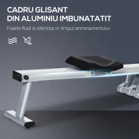HOMCOM Aparat de vaslit cu 12 rezistente pentru antrenament cu monitor digital, 160x61x50cm, Gri, Negru(m-4)