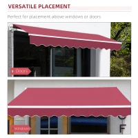 Outsunny 4 x 2.5m Manual Retractable Patio Awning UV resistant Sun Shade Outdoor Deck Window Door Canopy Shelter Aluminum Frame Wine Red(m-6)