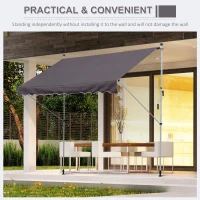 Outsunny Balcony 3 x 1.5m Manual Adjustable Awning DIY Patio Clamp Awning Canopy Grey(m-8)