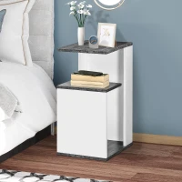 HOMCOM Noptiera cu raft deschis din PAL, noptiera moderna cu design neregulat, 35x29,5x60cm, gri si alb(m-6)