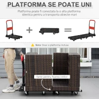 DURHAND Carucior pliabil pentru transport din otel si PP cu 4 roti, suporta o greutate maxima de 150kg, 70 x52.5x90cm, Negru si Rosu(m-6)