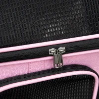 PawHut Geanta de transport pentru pisici si caini dotata cu 2 usi cu fermoar, sac cu buzunare si perna, 50x35x36cm, rosu(m-9)