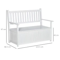 Outsunny Banca de gradina cu 2 locuri si spatiu de depozitare, Mobilier de exterior, Cutie de depozitare pentru veranda, terasa sau balcon, Alb(m-3)