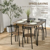HOMCOM Set masa dreptunghiulara cu 4 scaune pentru sufragerie, bucatarie, living, maro si negru(m-7)