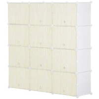 HOMCOM Dulap pantofi modular Economiseste spatiu pentru interior cu gauri de ventilatie, 12 cuburi din plastic PP si otel, 125x32x125cm, alb(m-11)