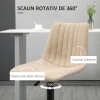 HOMCOM Set de scaune de bar reglabile pe inaltime 2 piese cu suport pentru picioare, otel si poliester, 47,5x57,5x95-116 cm, maro deschis(m-6)