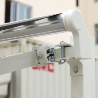 Outsunny 3.5M x 2.5M Garden Patio Manual Awning Canopy Sun Shade Shelter Retractable Gear Lever Winding Handle - Grey(m-9)