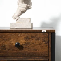 HOMCOM Mesa de Cabeceira com 1 Gaveta 1 Armário Mesa Auxiliar de Estilo Industrial 40x40x60cm Marrom(m-7)