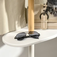 HOMCOM Cabide de Pé Cabide para Casacos com 2 Barras para Pendurar 2 Prateleiras de Armazenamento e Base de Mármore 46x35x152cm Branco(m-4)