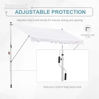 Outsunny 300 x 150cm Patio Adjustable Awning Floor- to-ceiling Retractable Shade,UV Protective - White(m-5)