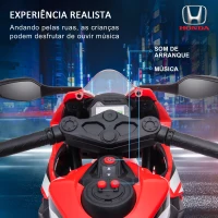HOMCOM Mota Elétrica com Licença HONDA para Crianças de 3-5 Anos Mota a Bateria 6V com Farol Buzina Música 90x44x52cm Vermelho(m-5)