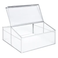 Outsunny Estufa de Jardim Alumínio Policarbonato Transparente Viveiro para Plantas Culturas 100x100x48 cm(m-8)