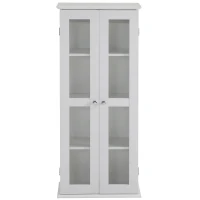 HOMCOM CD Cabinet - Holds up to 100 CDs, 4-Tier CD Storage Unit, Modern Bookcase with Magnetic Doors and Wide Base for Home, White(m-11)