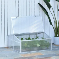 Outsunny Estufa de Jardim Alumínio Policarbonato Transparente Viveiro para Plantas Culturas 100x100x48 cm(m-9)