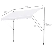 Outsunny 300 x 150cm Patio Adjustable Awning Floor- to-ceiling Retractable Shade,UV Protective - White(m-3)