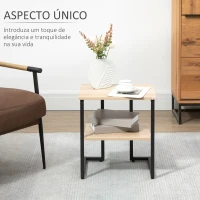 HOMCOM Mesa Auxiliar de 2 Níveis Mesa Auxiliar para Sala de Estar Dormitório Escritório Estilo Moderno 45x35x48cm Madeira e Preto(m-4)