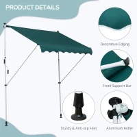 Outsunny 200 x 150cm Patio Adjustable Awning Floor- to-ceiling Retractable Shade,UV Protective - Green(m-7)