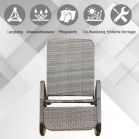 Outsunny® Schaukelstuhl Schwingsessel mit Fußstütze 3-fache Rückenlehne PE Rattan Grau(m-5)