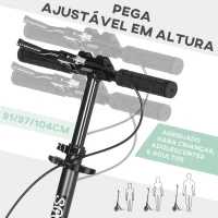 HOMCOM Trotinete Dobrável com Guiador Ajustável Rodas Grandes de 200mm Amortecimento e Travão Carga Máxima 100kg 91,5x36,5x91-104cm Verde(m-4)