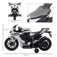 HOMCOM Mota Elétrica com Licença HONDA para Crianças de 3-5 Anos Mota a Bateria 6V com Farol Buzina Música 90x44x52cm Branco(m-3)