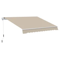 Outsunny 13'X8' Manual Retractable Patio  Awning Window Door Sun Shade - Coffee(m-1)