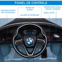 HOMCOM Carro Elétrico BMW I8 COUPE para Crianças com Bateria 6V Controlo Remoto e Manual Música MP3 e Faróis 115x72,5x46 cm Azul(m-6)