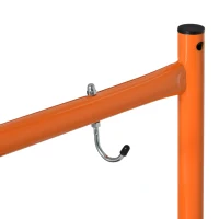 HOMCOM Arbeitsgerüst mobiles Gerüst Treppenleiter Leiter mit Feststellrädern Verstellbare Arbeitsplattform tragbar zusammenklappbare Leiterhocker Stahl Schwarz+Orange 105 x 59 x 117 cm(m-9)