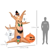 HOMCOM 8ft Inflatable Halloween Haunted Tree with Jack-o-lantern, Ghosts and Owl, Blow-Up Outdoor LED Display with Rotating Colourful Light for Garden, Party, Holiday(m-3)