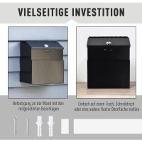 HOMCOM Vorschlagsbox Spendenbox Briefkasten zur Wandmontage Mailbox aus Stahl mit Schloss Sammelbox Schlüsselbox Schwarz 15 x 18 x 22 cm(m-4)