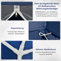 Altana ogrodowa Outsunny pawilon namiot okolicznościowy namiot imprezowy odporny na warunki pogodowe namiot z moskitierą metal + poliester niebieski 3 x 3 m(m-5)