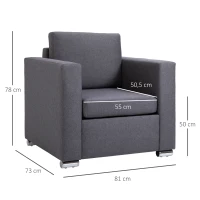 HOMCOM fotoliu modern, 81x73x78cm, gri(m-3)