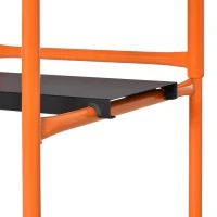 HOMCOM Arbeitsgerüst mobiles Gerüst Treppenleiter Leiter mit Feststellrädern Verstellbare Arbeitsplattform tragbar zusammenklappbare Leiterhocker Stahl Schwarz+Orange 105 x 59 x 117 cm(m-7)