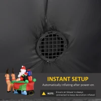 Outsunny 6ft Inflatable Christmas Santa Claus and Penguin on Sleigh with 2 Reindeer, Blow-Up Outdoor LED Yard Display(m-6)