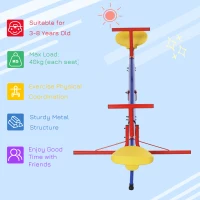 Outsunny Kids 360 Degree Rotating Metal Seesaw Swivel Teeter Totter Children's Playground Equipment for Garden Outdoor Indoor Swing, 2 Seats(m-4)